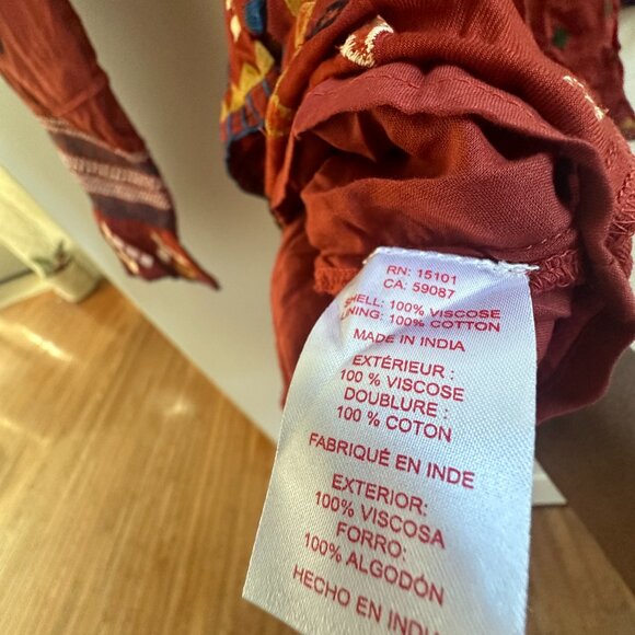 Red Carter Bohemian Boho Off-Shoulder Burnt Orange Festival Dress  Size M - Picture 2 of 7